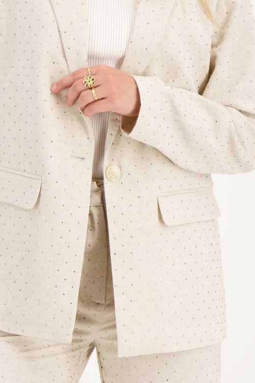 Beige linnen blazer met studs