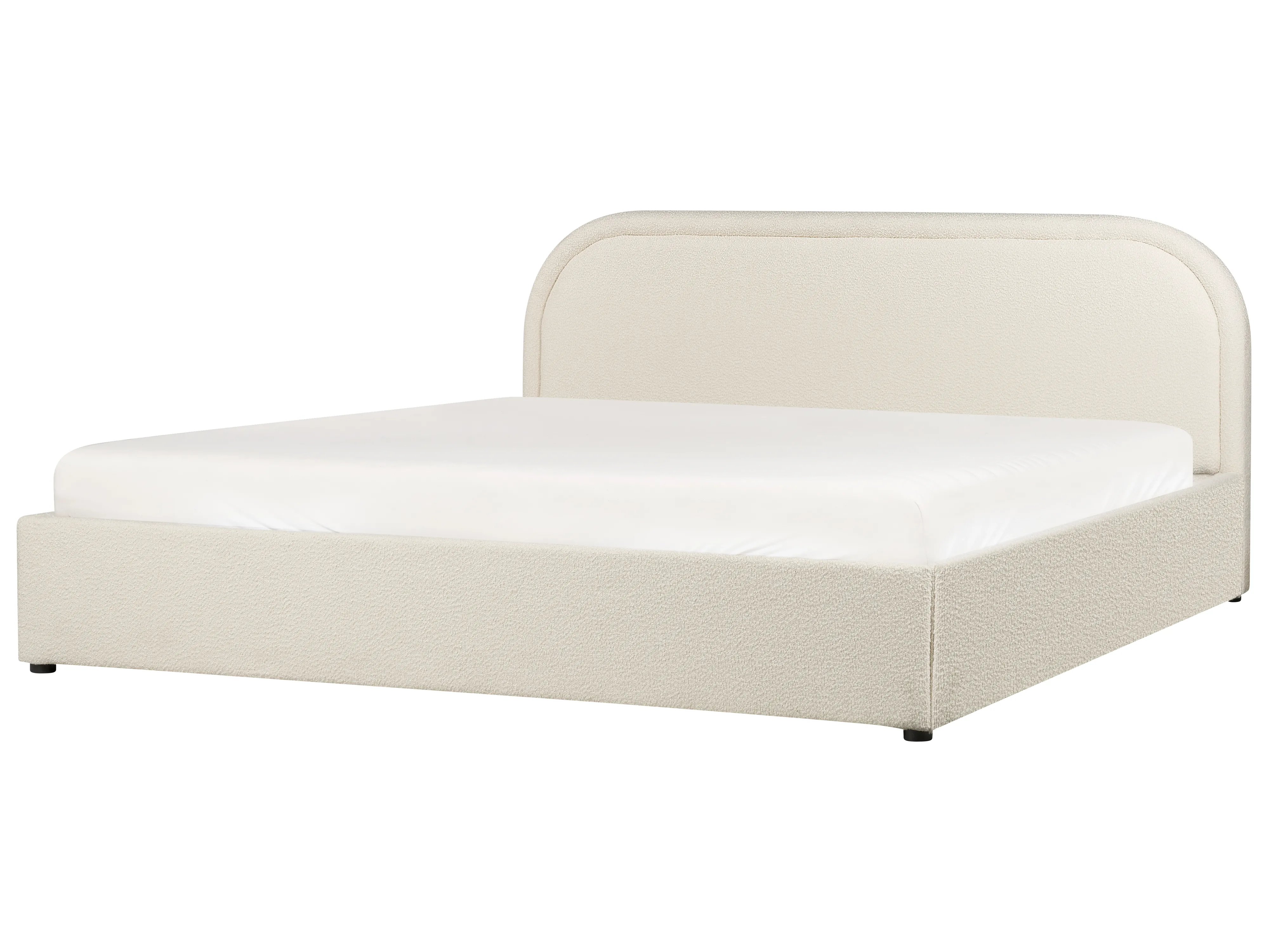 Bed met opbergruimte Bouclé QUILLIEN 180 x 200 cm Lichtbeige