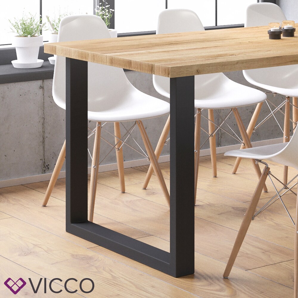 Vicco Tischbeine Loft Tischkufen pulverbeschichtet 2er Set 72x80 cm Schwarz