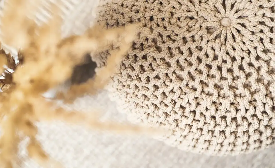 como Strickpouf Cremeweiß 65 cm