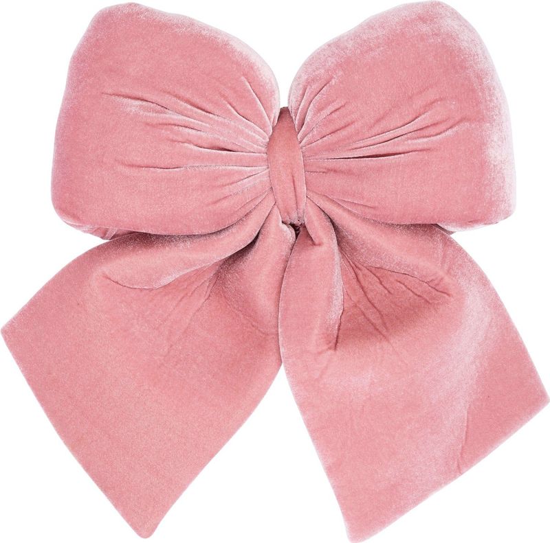 Intratuin - Velvet Puff - Kerststrik - Roze - 41 x 45 cm