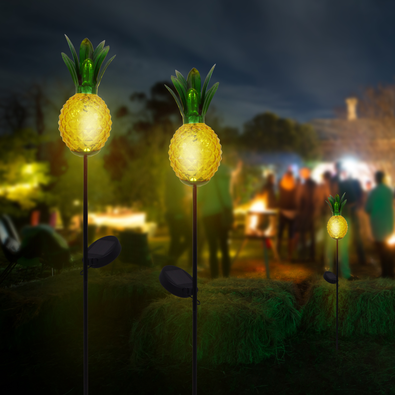 Solar-LED-Erdspieß Ananas - orange - Metall