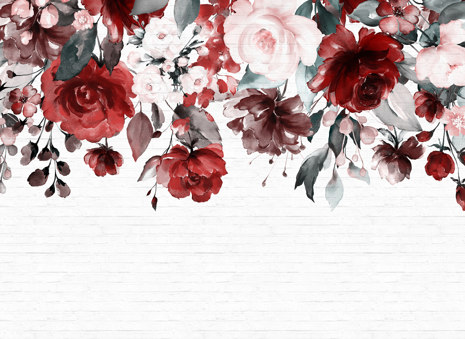Fototapete DESIGNWALLS - weiß-rot - Blumen - 2,55 Meter