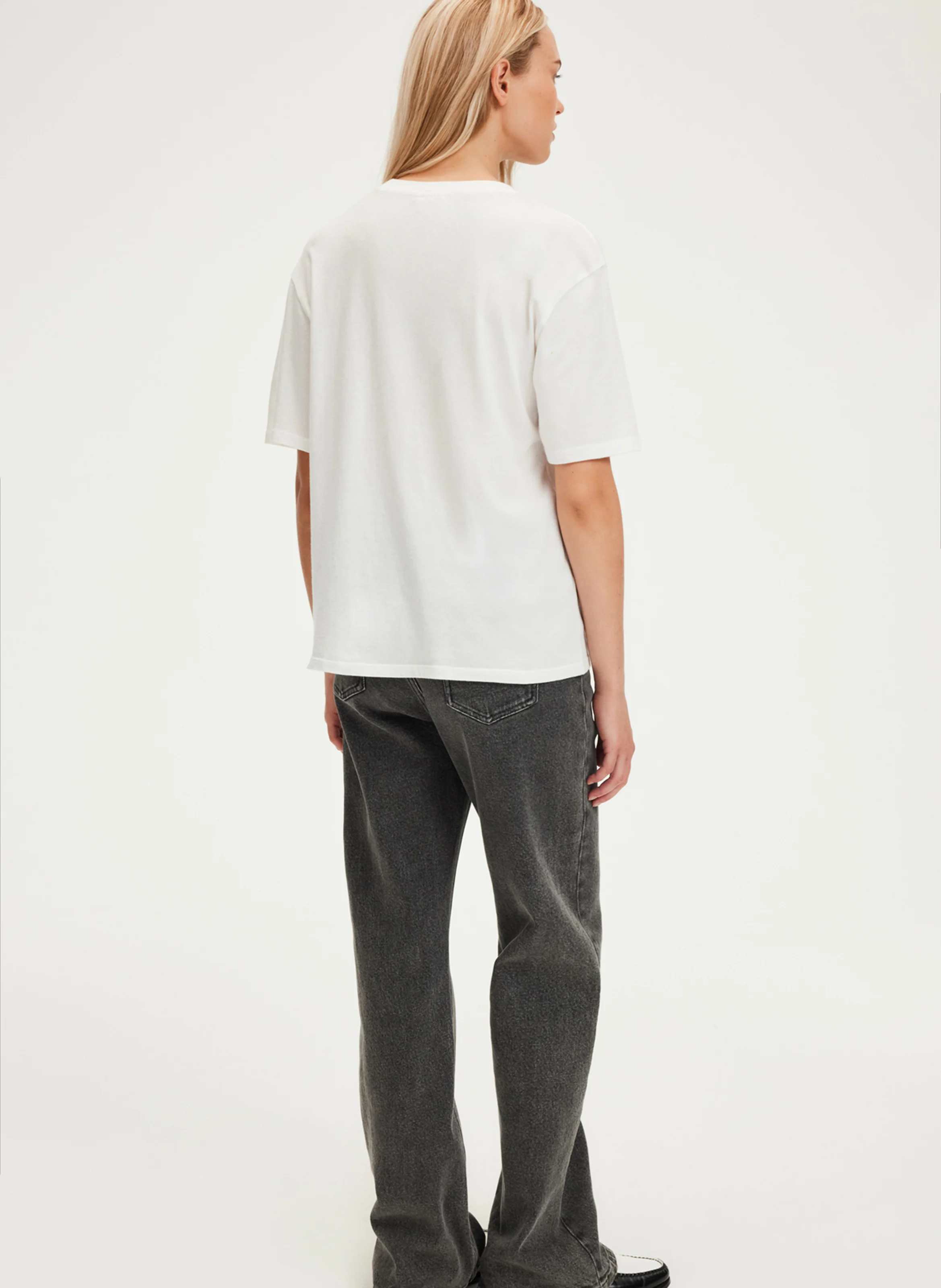 AVRIL - Tee-shirt col rond droit en coton | Blanc