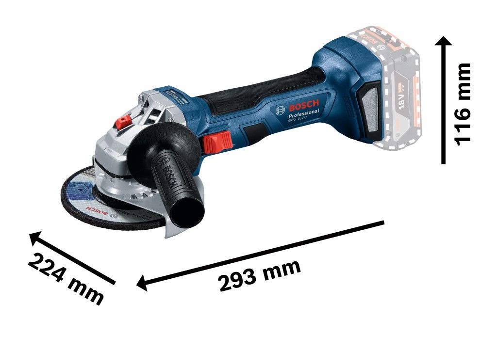 Bosch GWS 18V-7 Accu haakse haakse slijper set in L-Boxx - 06019H9005