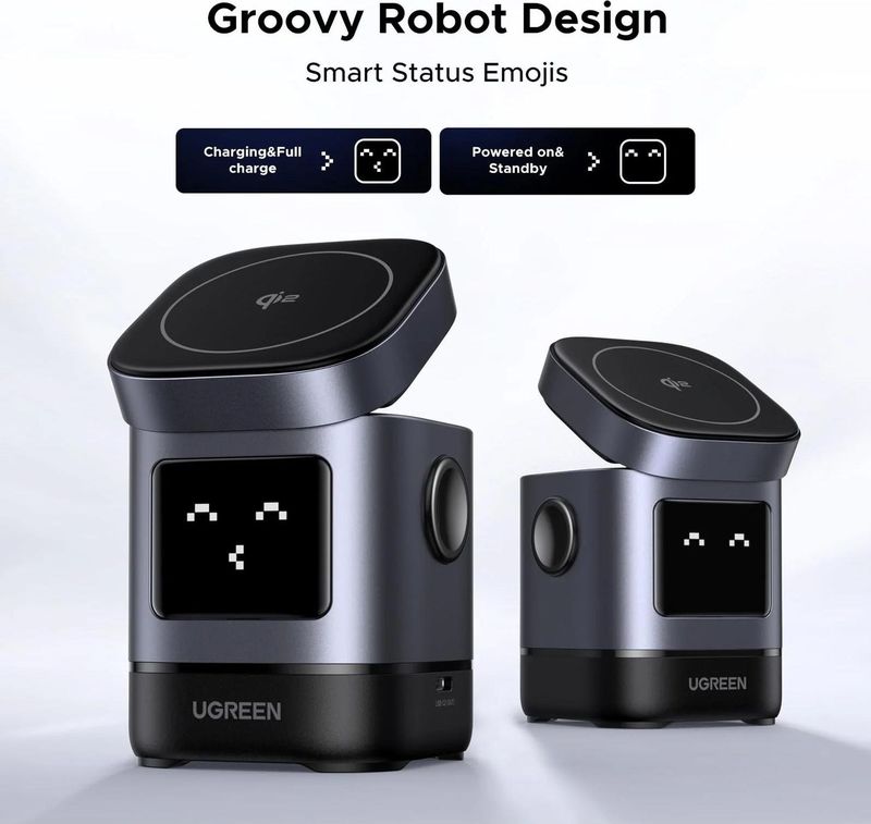 Oplaadstation - Robot Ontwerp - Qi2 15 W - Voor iPhone en AirPods