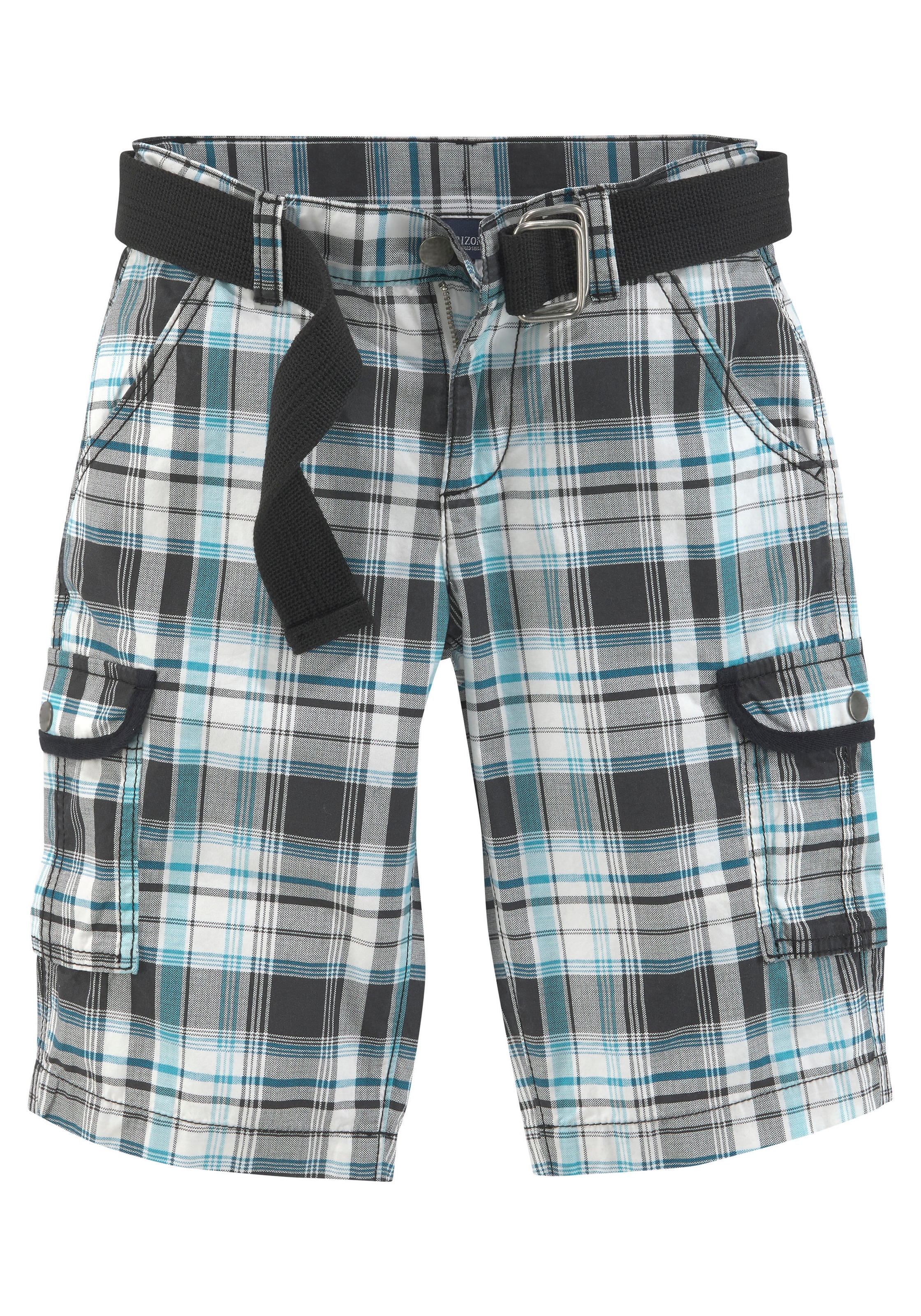 KIDSWORLD Shorts »2tlg. Bermudas mit Gürtel, Karierte Cargo-Bermudas«  mit Textilgürtel