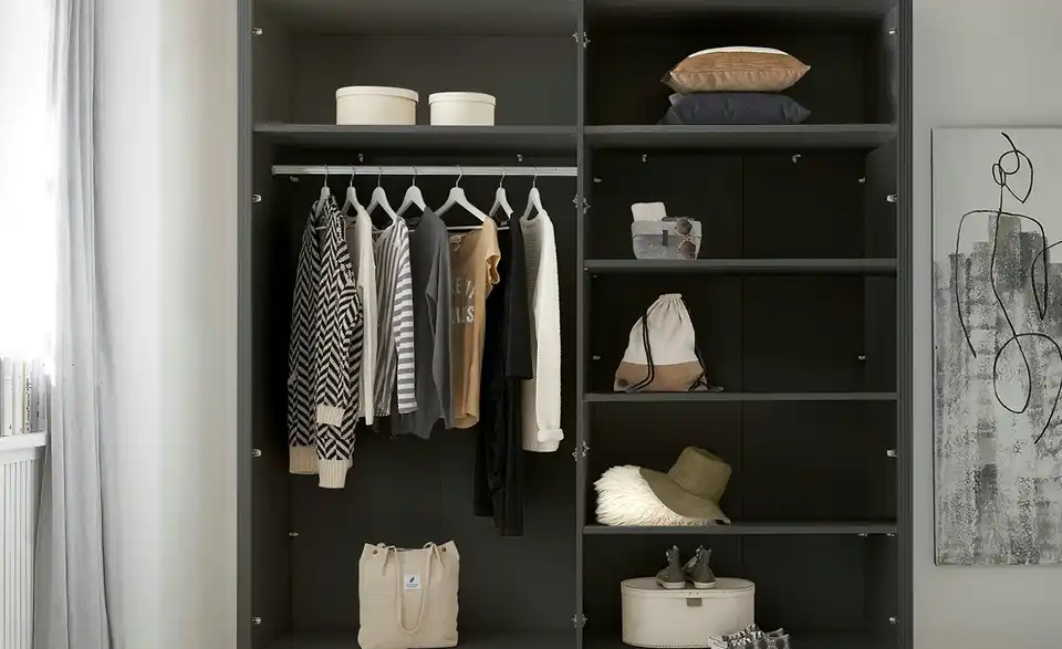Kleiderschrank Jasmin II Graphit, Asteiche (Nachbildung) 210 cm