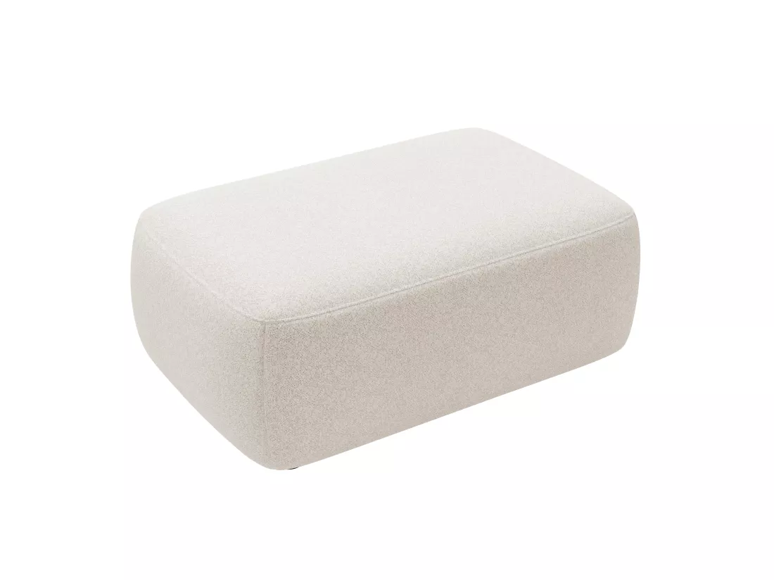 Pouf en tissu texturé crème DAVISO