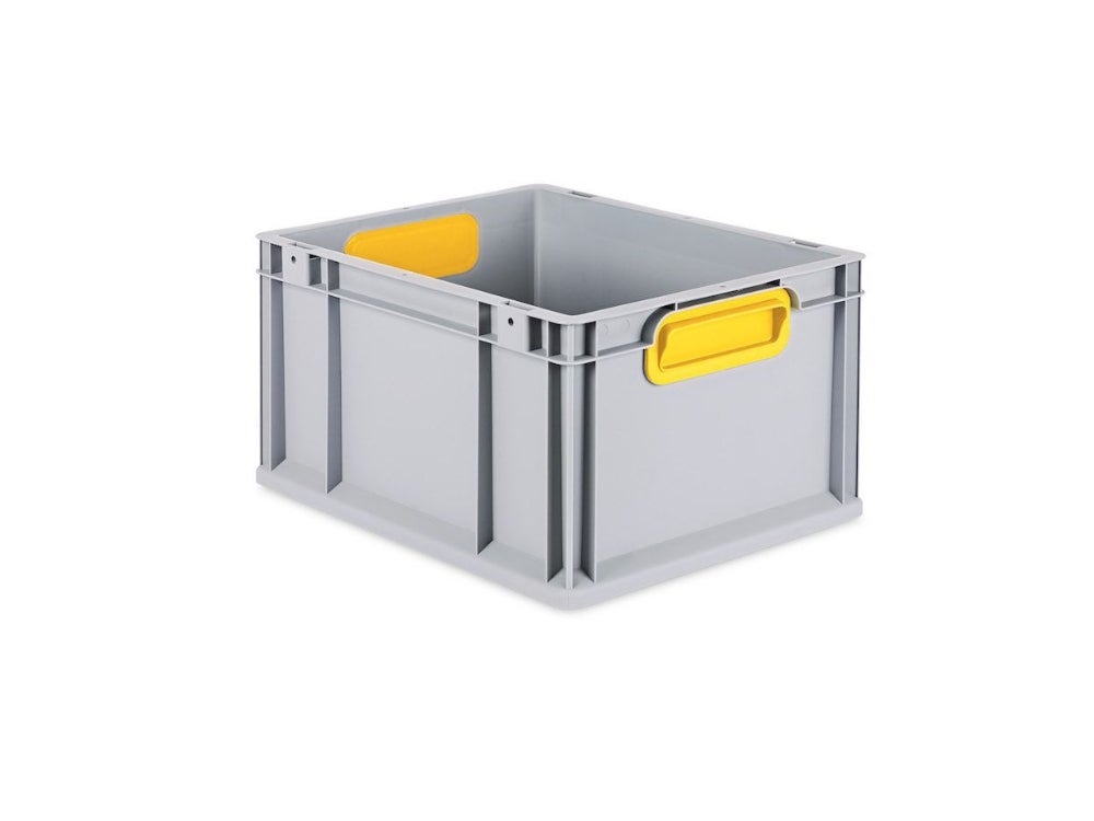PROREGAL Eurobox Nextgen Kleur HxBxD 22 x 30 x 40 cm 20 liter Handgrepen Geel Gesloten Gladde Bodem Euro Container Transportbox