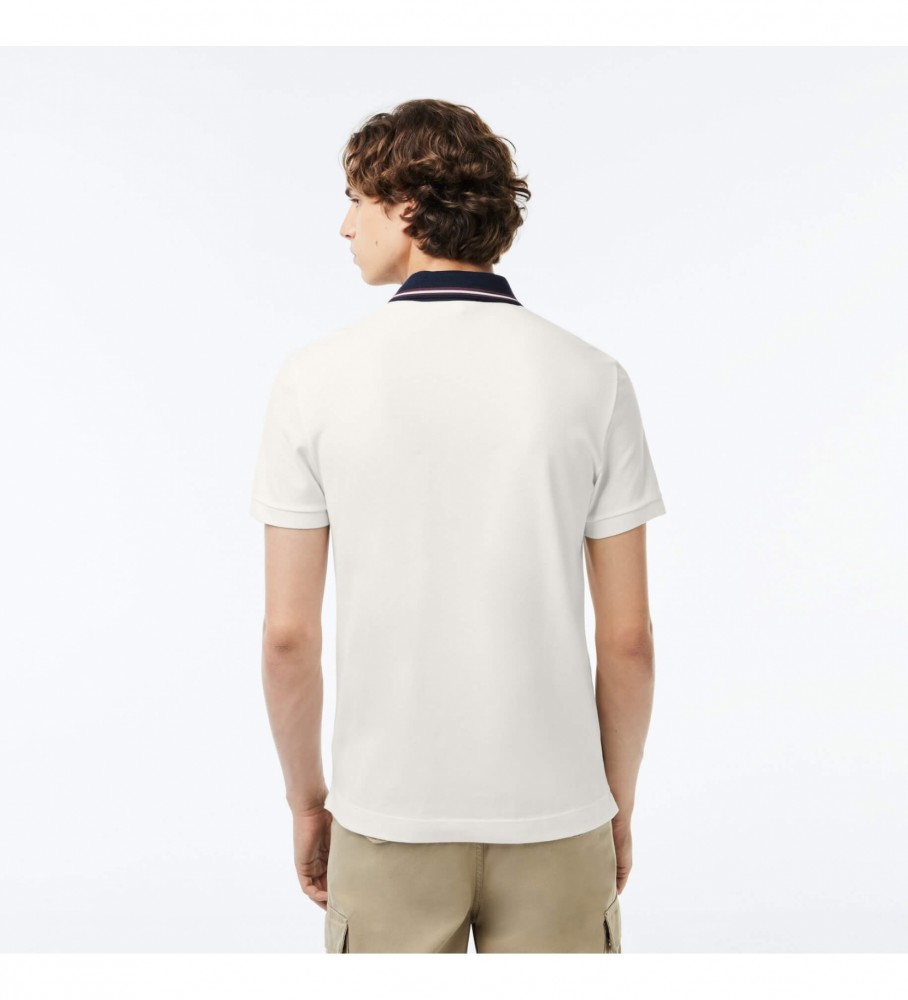 Camisa polo Lacoste Smart Paris de corte regular com gola contrastante off-white.