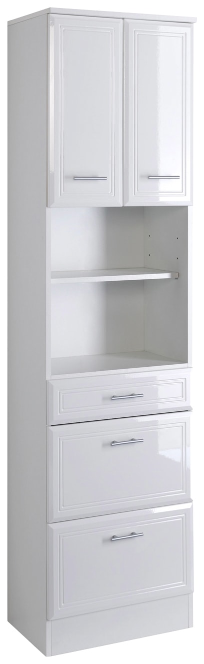 welltime Hochschrank »Neapel« Breite 50 cm, mit Hochglanzfronten und eleganter Fräsung