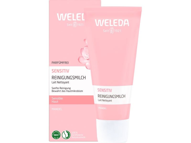 WELEDA Reinigungsmilch Mandel 75 ml Natürliche, parfümfreie Reinigungsmilch für sensible Haut