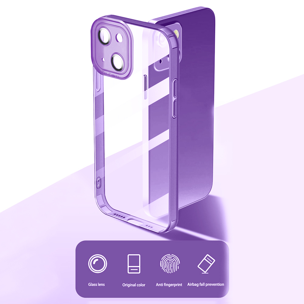 iPhone 13 Gummi Hülle Air Cushion Fallschutz - Lila / Transparent