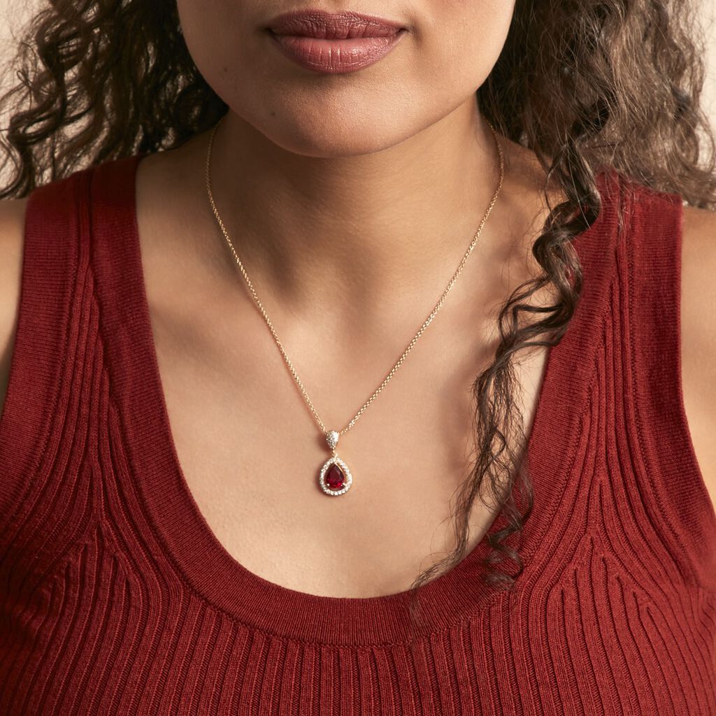 Collier Brigita Plaqué Or Pierre De Synthese Et Oxyde De Zirconium