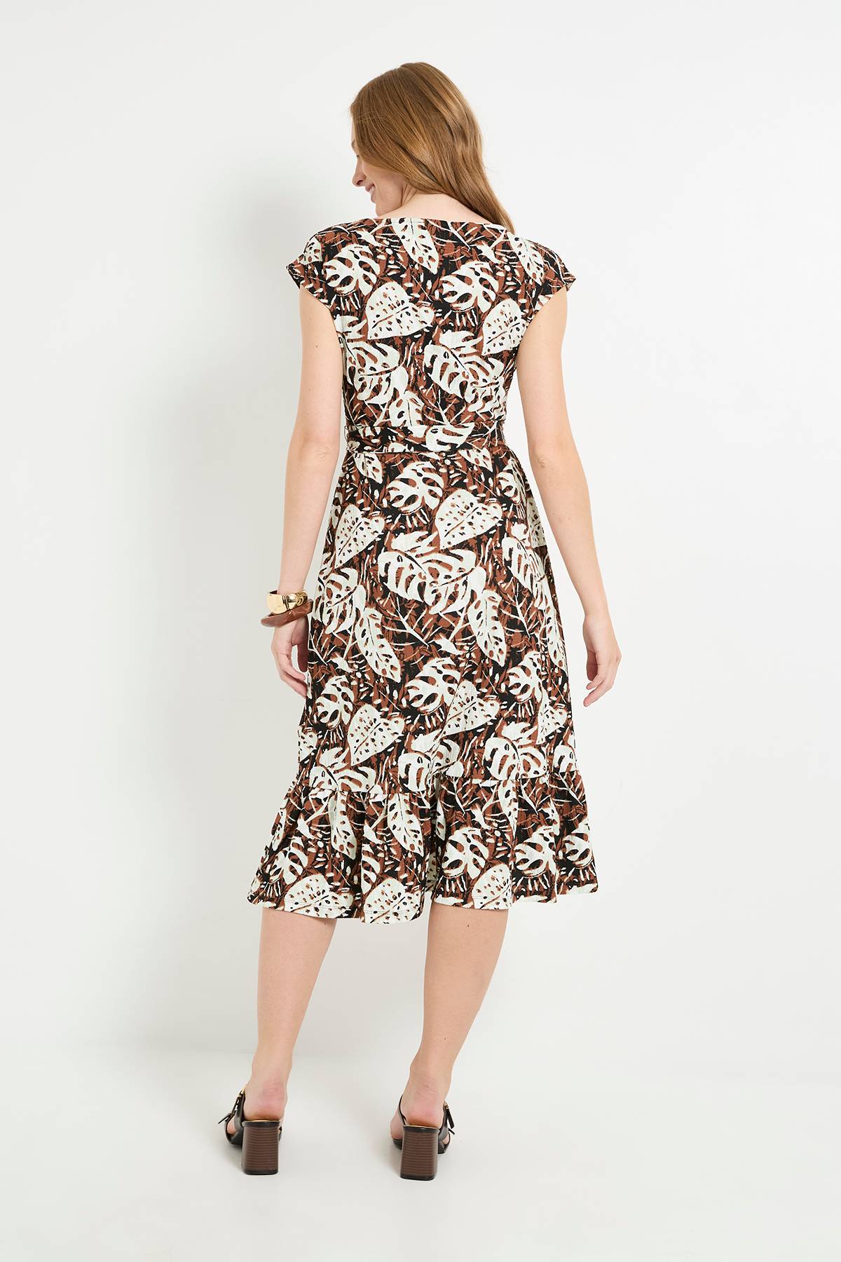Wallis Robe Midi Ceinturée En Jersey Tropical