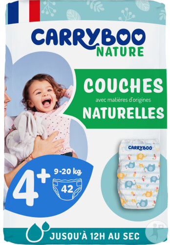 Carryboo Nature Couches Naturelles Aux Motifs Trop Chou Taille 4+ 9-20kg 42 Pièces