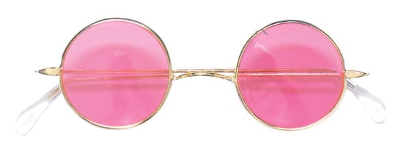 Festbriller hippie briller rosa runde flower power fest