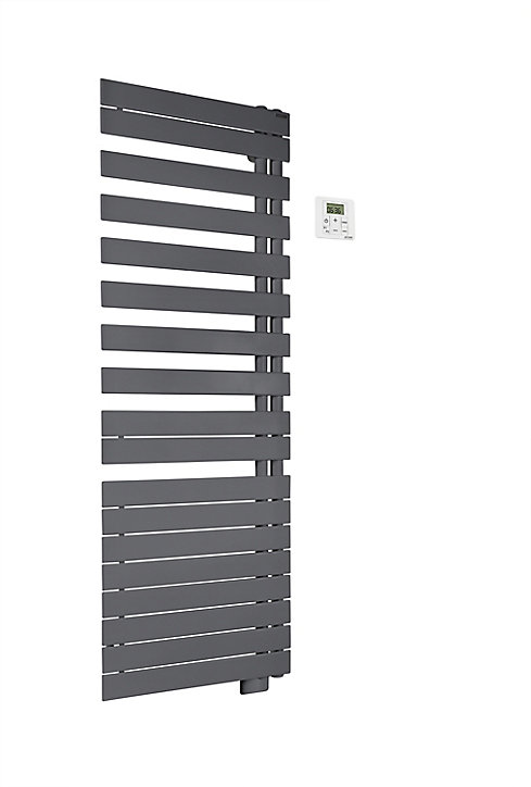 Sèche-serviettes électrique à inertie fluide Acova Alpaga asymétrique anthracite 1000W