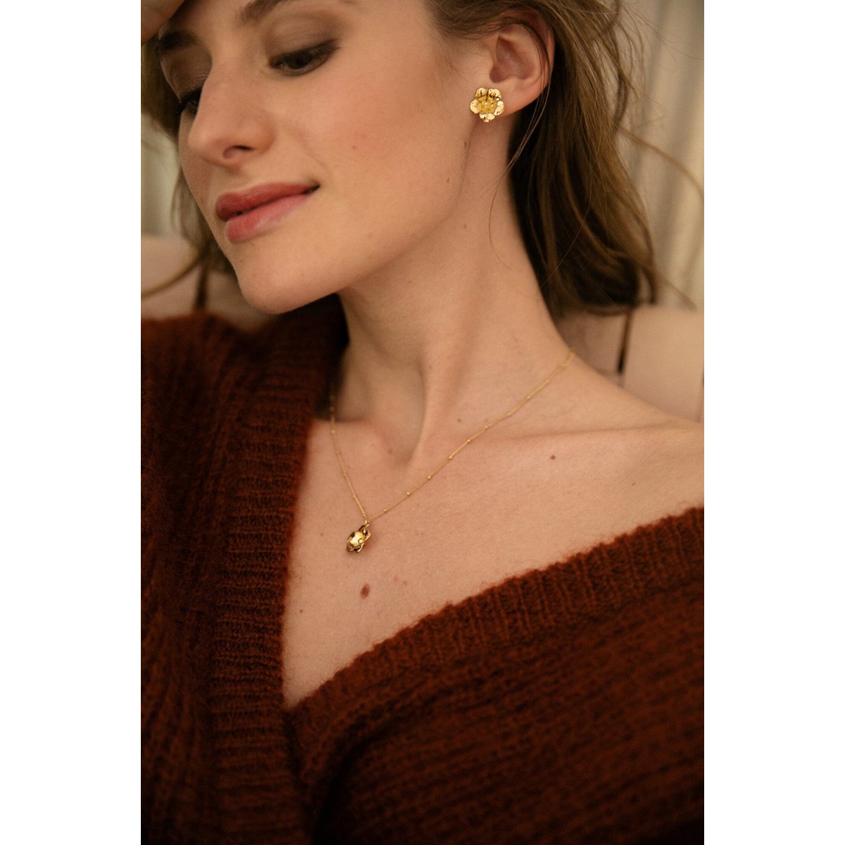 boucles d'oreilles puces fleurs plaqué argent - GAÏA