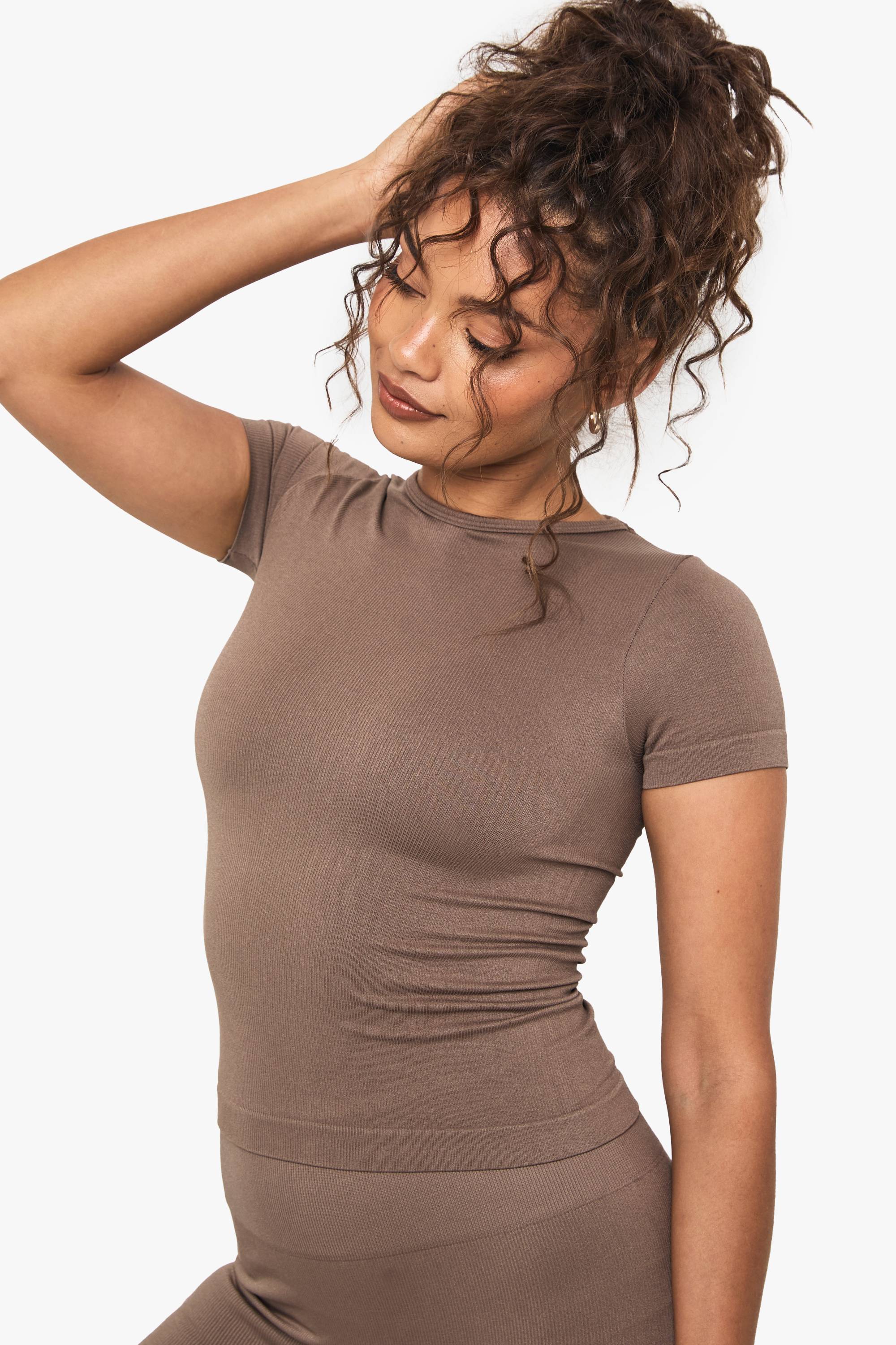boohoo Boohoo Basics Haut à manches courtes en côtes sans couture