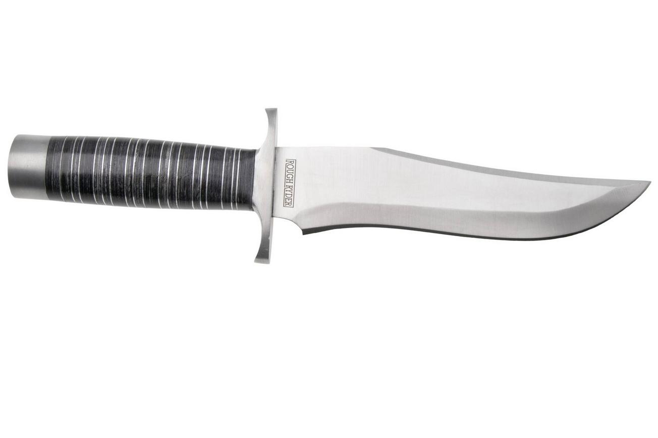 Rough Ryder Large Bowie RR2391, Satin Stainless Steel, Layered Wood, vaststaand mes