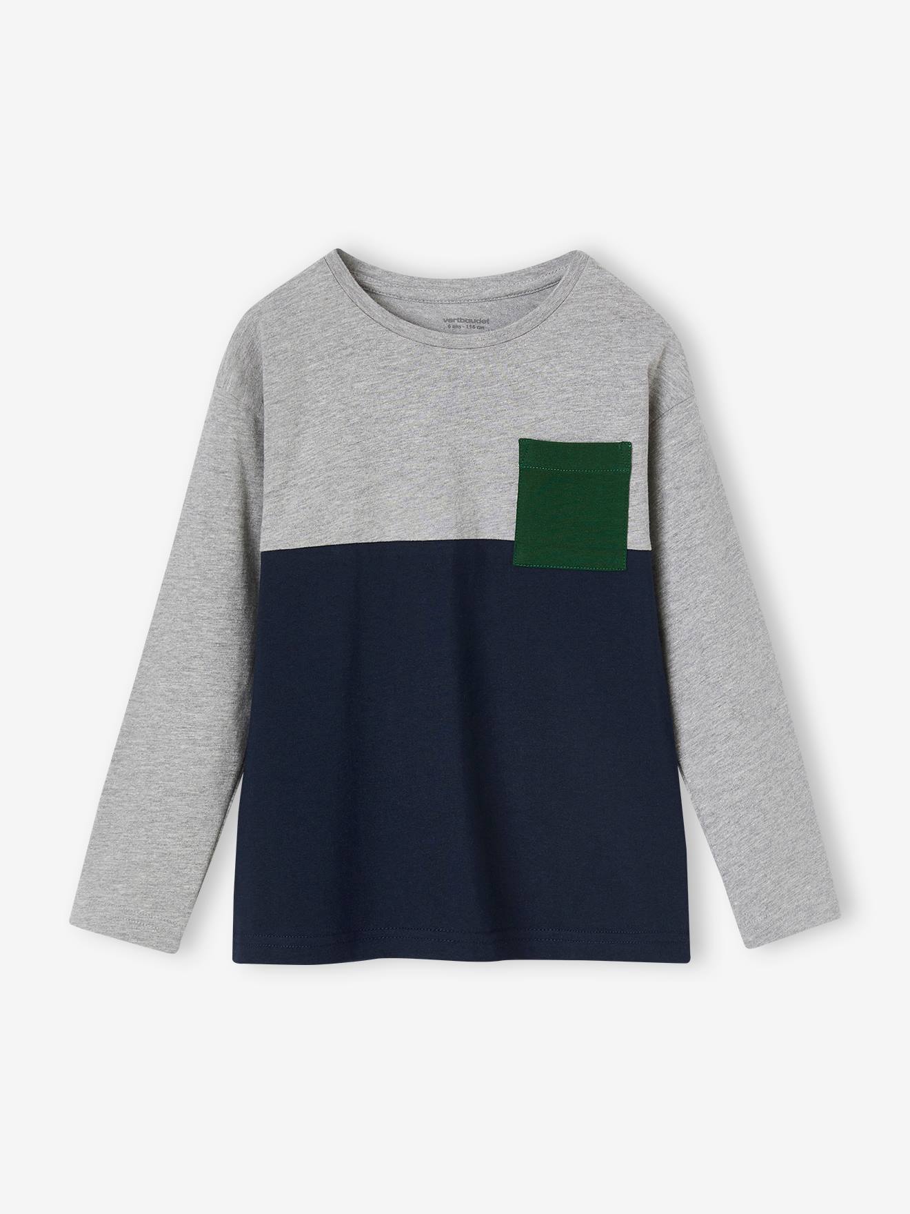 Camiseta colorblock azul-escura para meninos