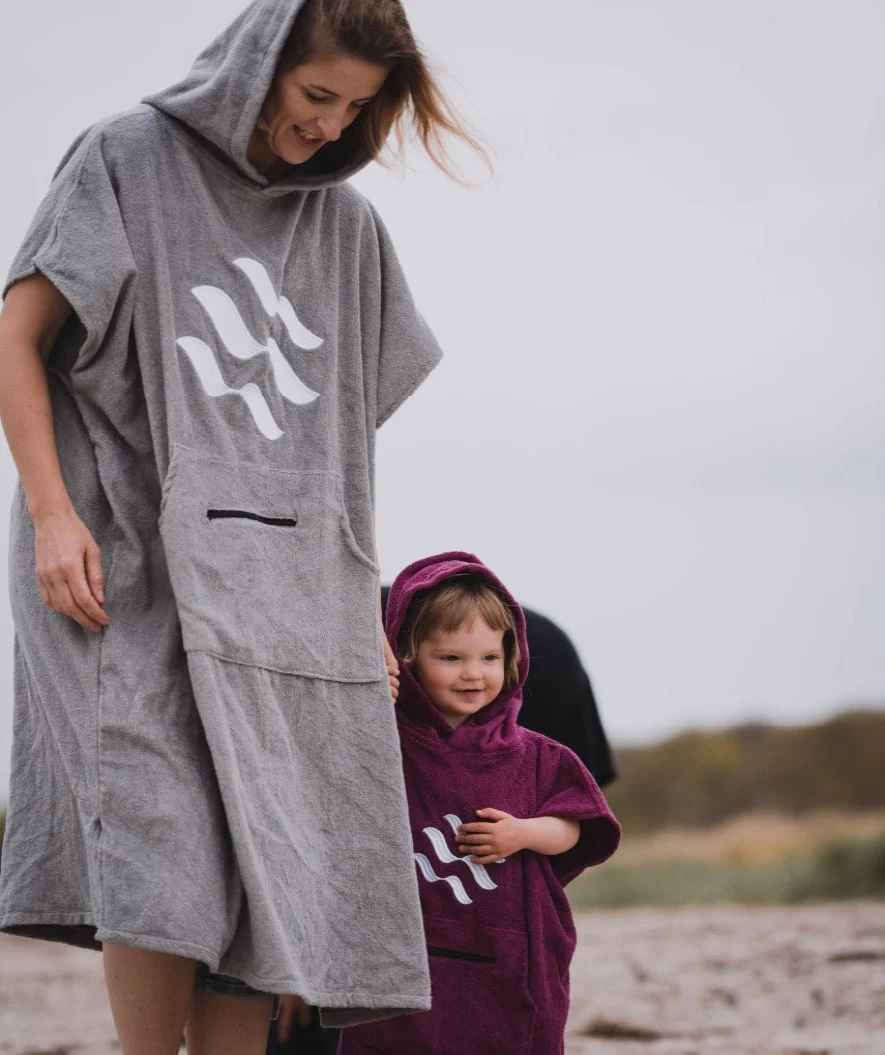 Watery badeponcho til voksne - Bomuld - Lilla