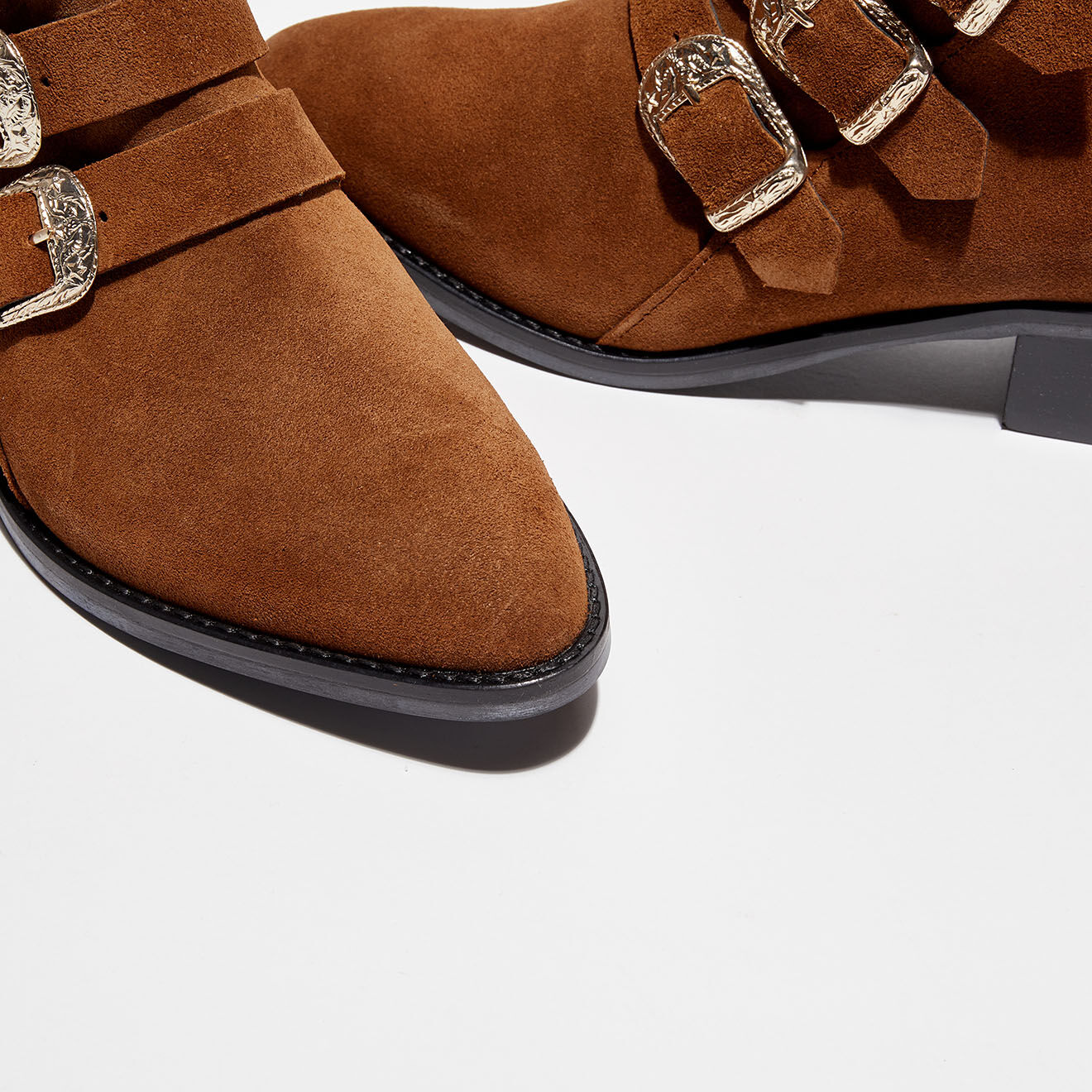 Anaki Bottines en Velours de Cuir Cathia cigare