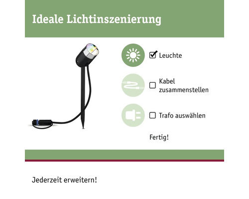 Paulmann Plug & Shine LED Spot RGBW Enkele Spot IP65 4.5W 170 lm 3000-6500K Pike antraciet 230/24V - Compatibel met SMART HOME van hornbach