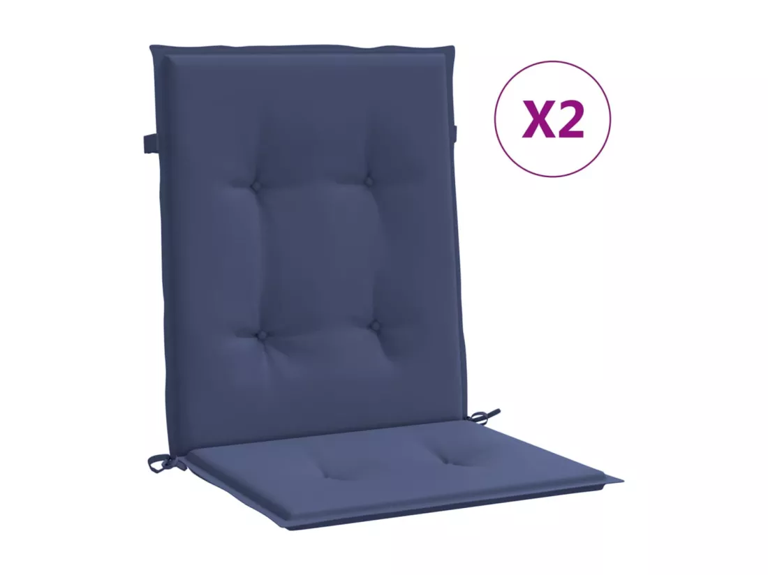 Coussins de chaise à dossier bas lot de 2 bleu marine tissu
