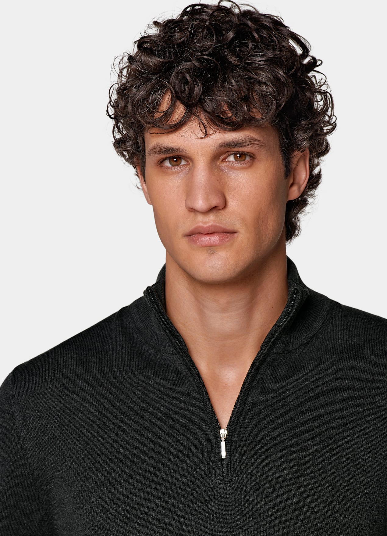 Pull semi-zippé gris foncé