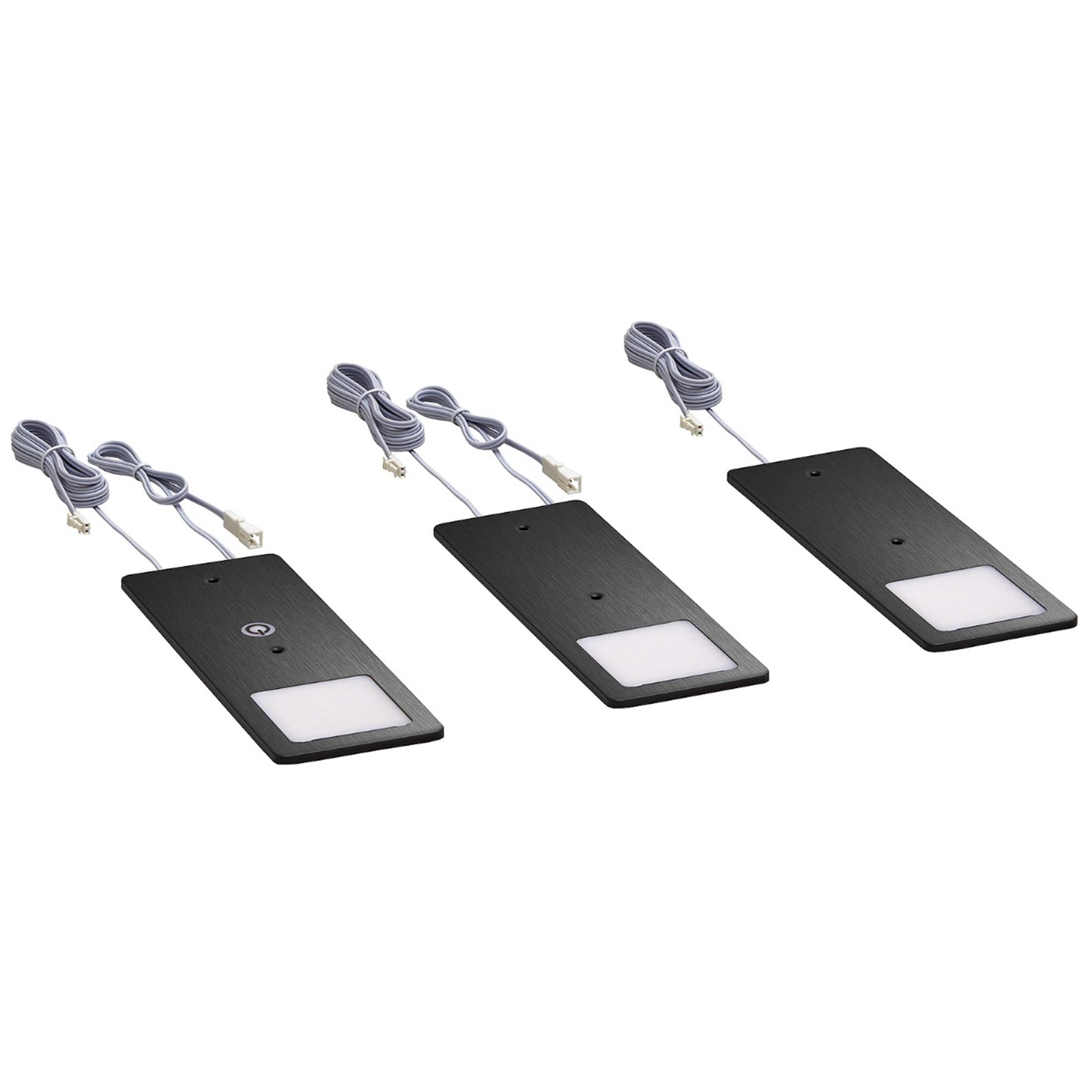 3er-Set LED-Unterbaubeleuchtung - schwarz - Touch