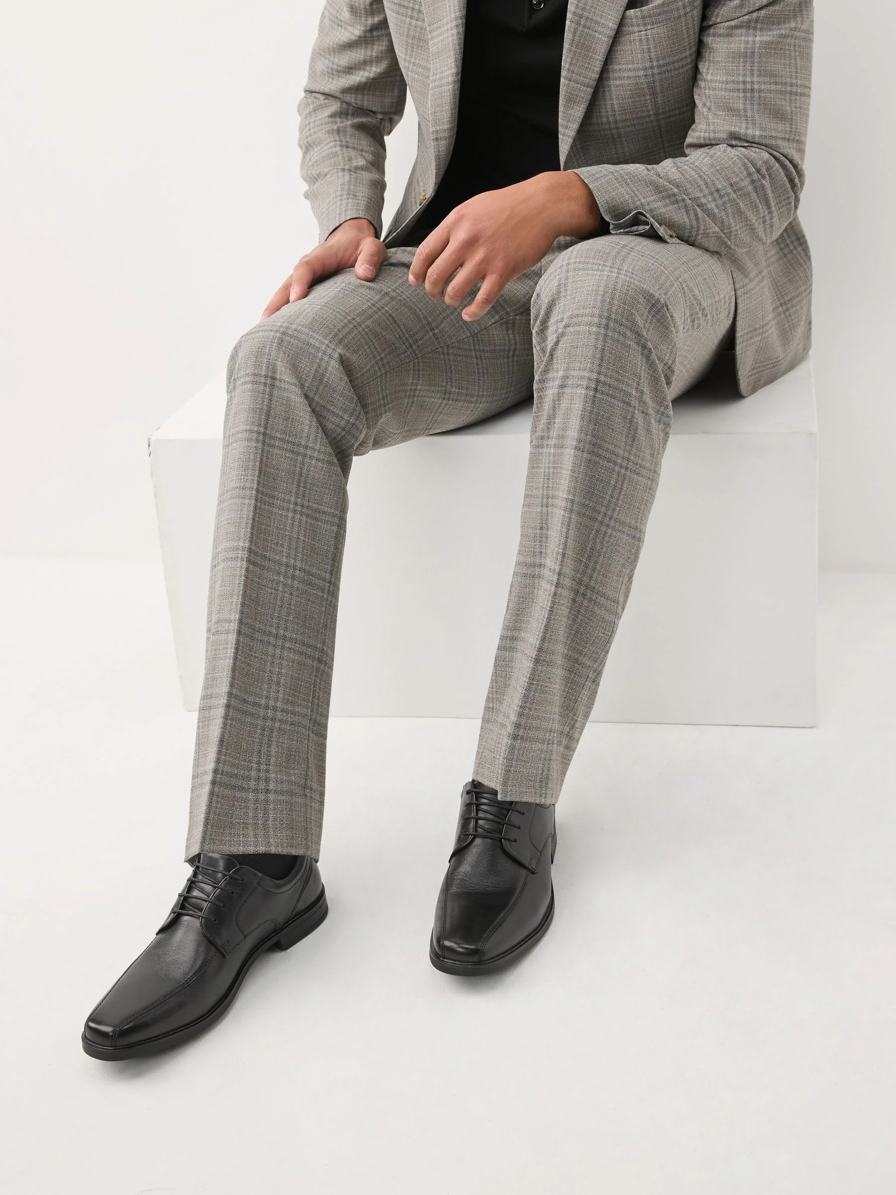 Zwart - Slim Panel Leather Shoes