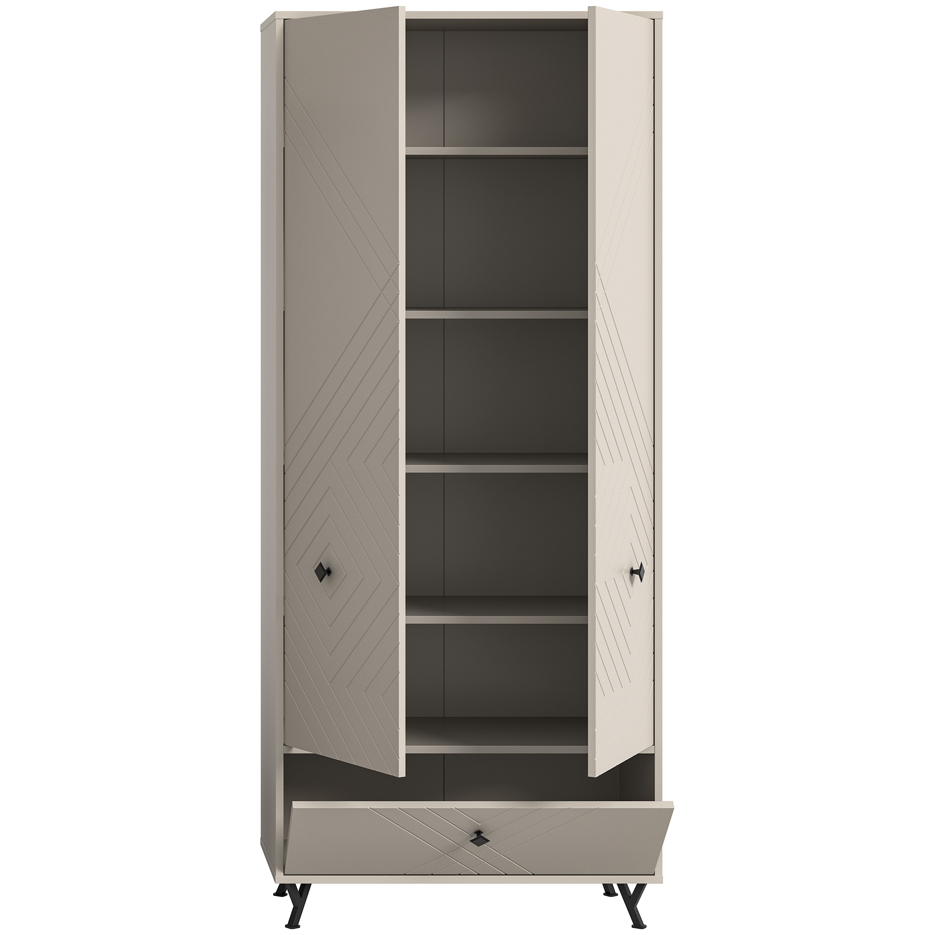 Garderobenschrank NOTES - sandbeige matt - 190 cm hoch