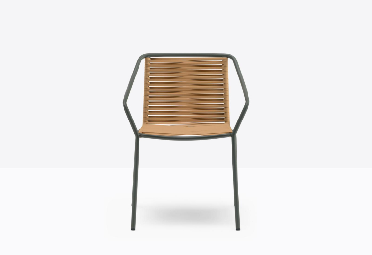 Pedrali Philia tuinstoel met armleuning zitting oker frame oker