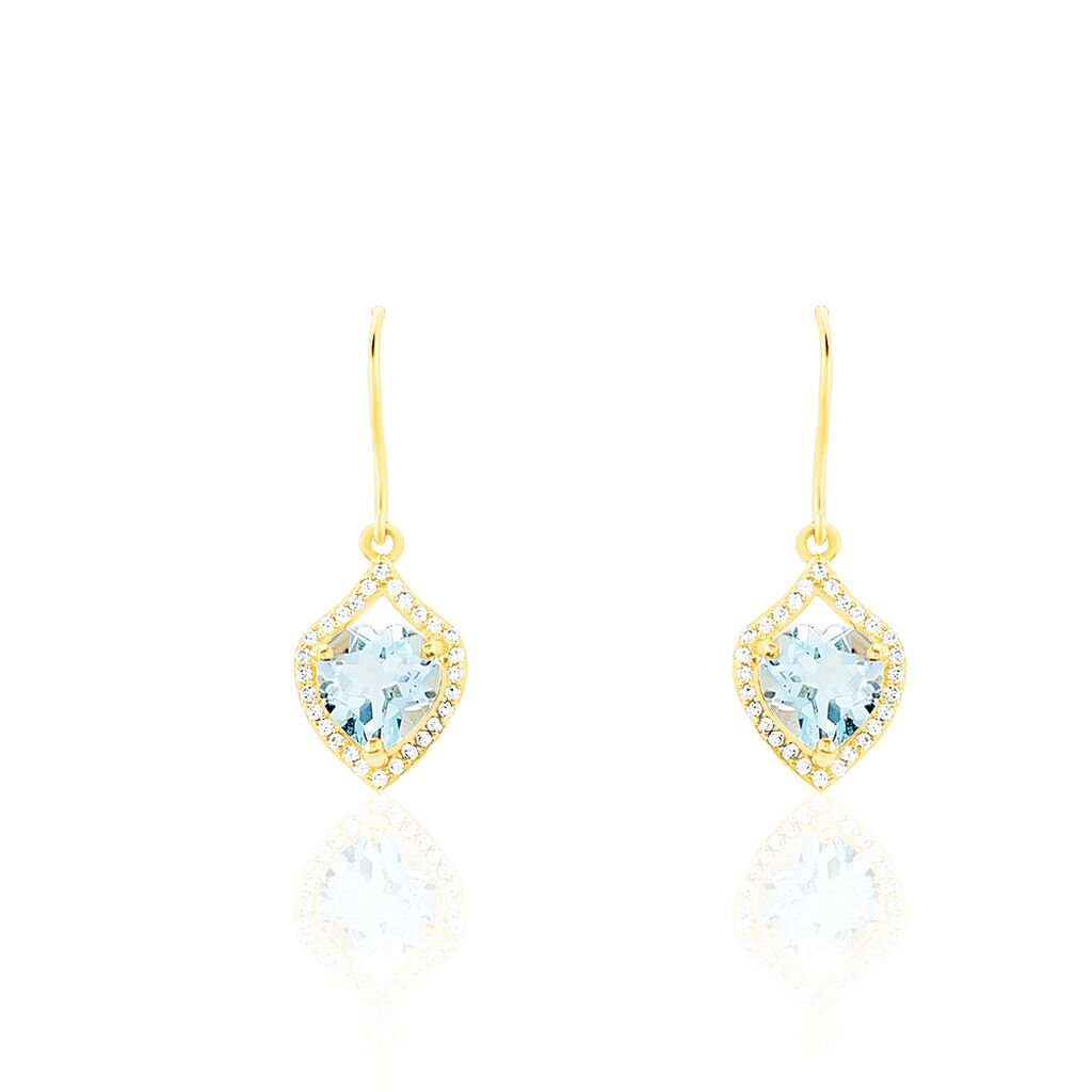 Boucles D'oreilles Pendantes Rosaline Or Jaune Topaze Et Oxyde