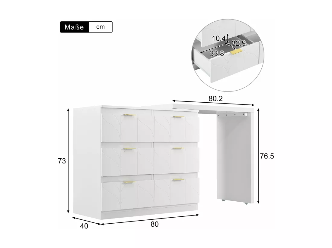 Coiffeuse de bureau blanche - blanc,d160cm×h73cm
