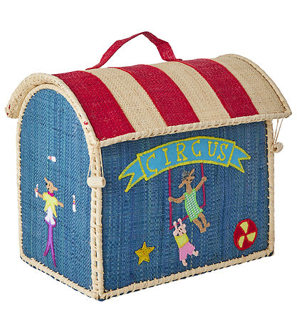 Rice Aufbewahrungskorb - Extra Klein Raffia Haus - Blau/Zirkus