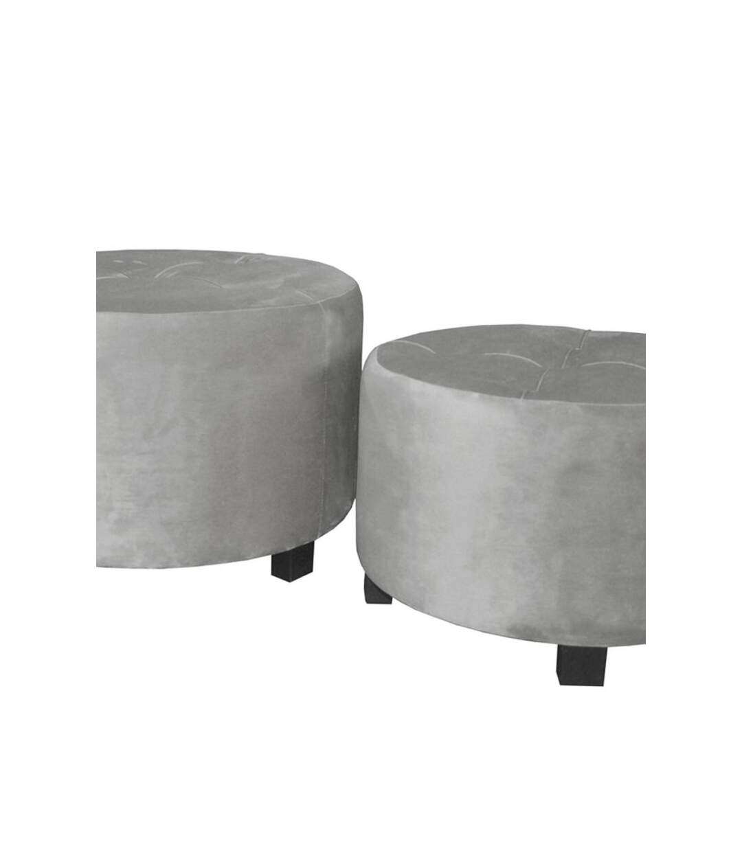 Paris Prix - Lot De 3 Poufs En Velours canaille 60cm Gris