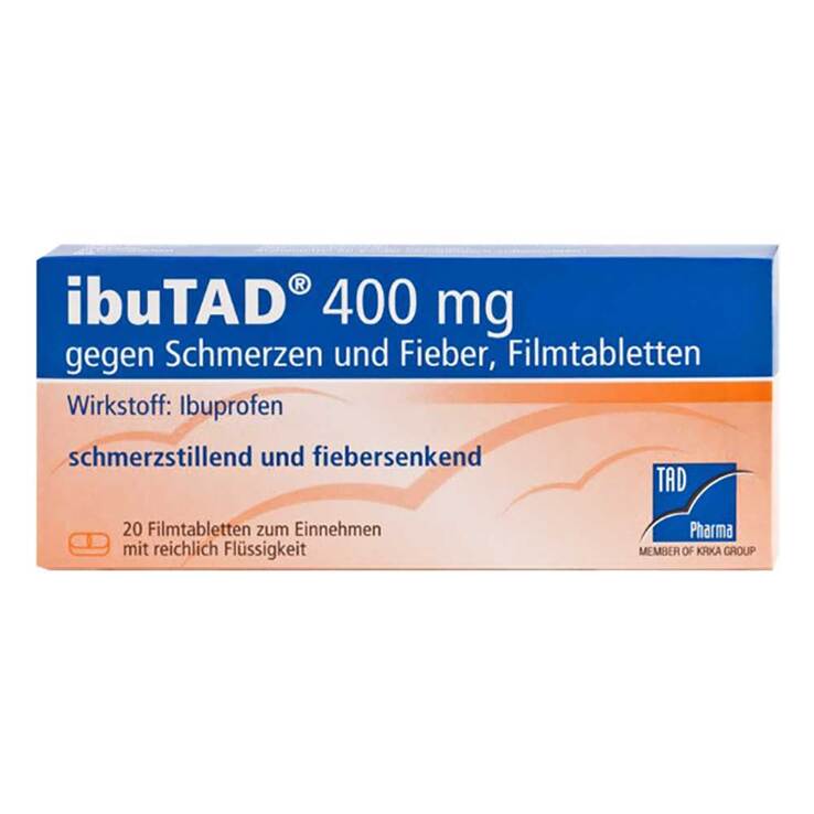 Ibutad 400 mg gegen Schmerzen und Fieber Filmtabletten, 20 St