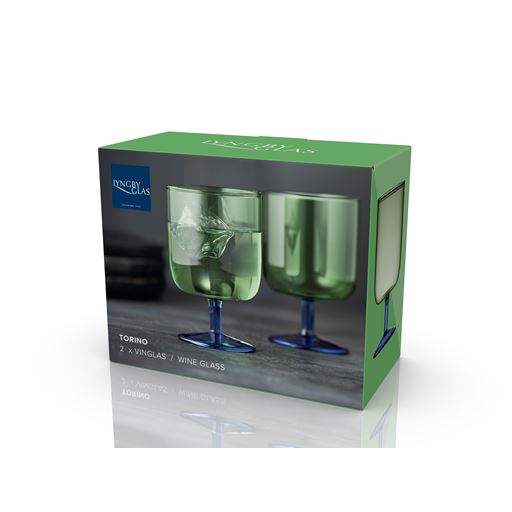 Lyngby Glas Torino 2-pak Vinglas, Grøn/ Blå, 30 cl