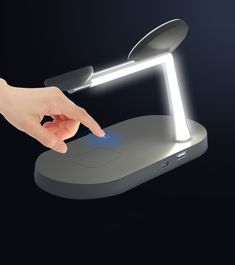 (15W) 5in1 Magnetischer Qi Wireless Charger für Apple Watch / Smartphone / AirPods Dockingstation mit LED Nachtlicht - Schwarz