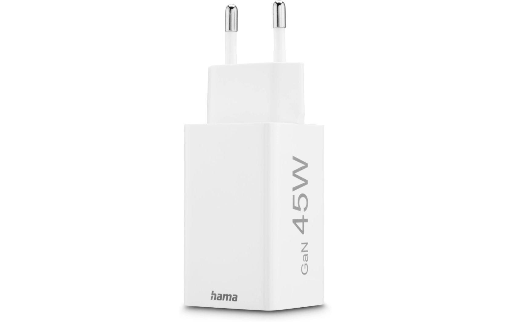 USB-Wandladegerät Gan charger 2x USB-A USB-C 45 W WeissSchnellladegerät mit 1x USB-C und 2x USB-A