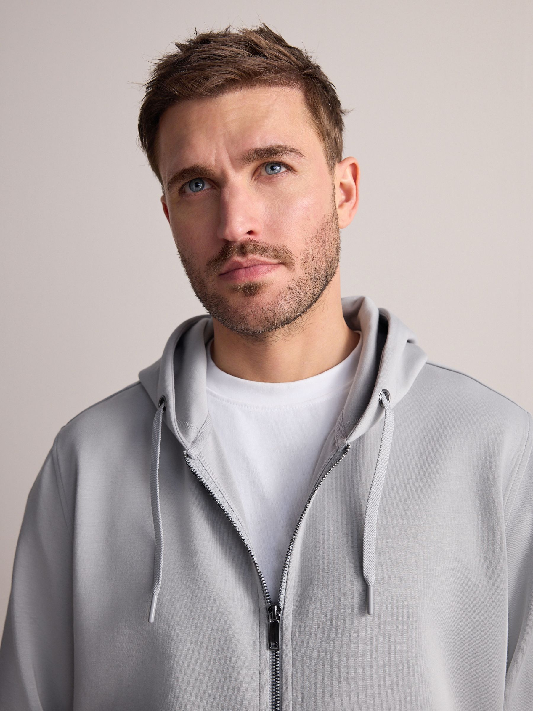 Ice grey - Signature Soft Touch Modal Full Zip Hoodie