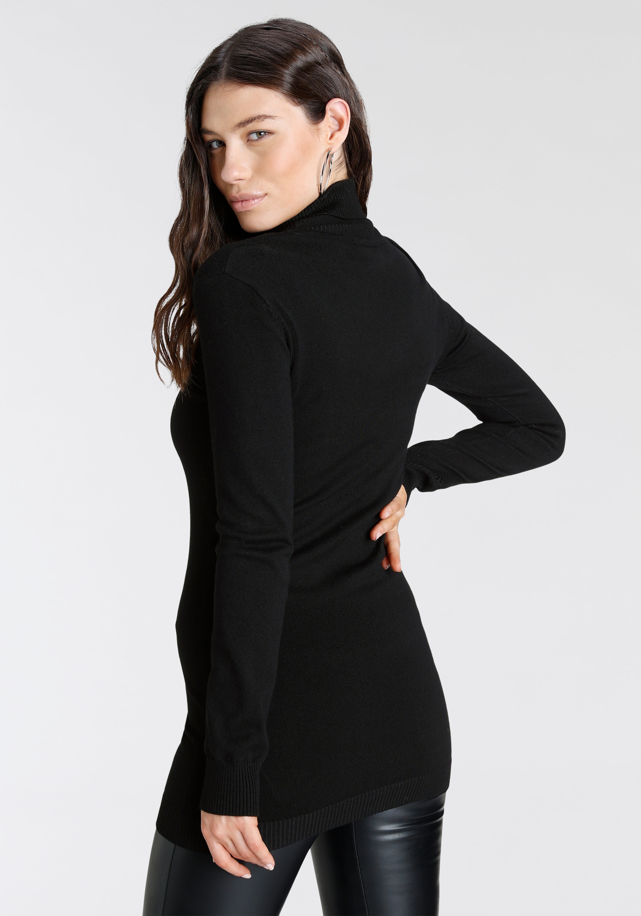 Laura Scott Rollkragenpullover , Feinstrick in figurbetonter Longform