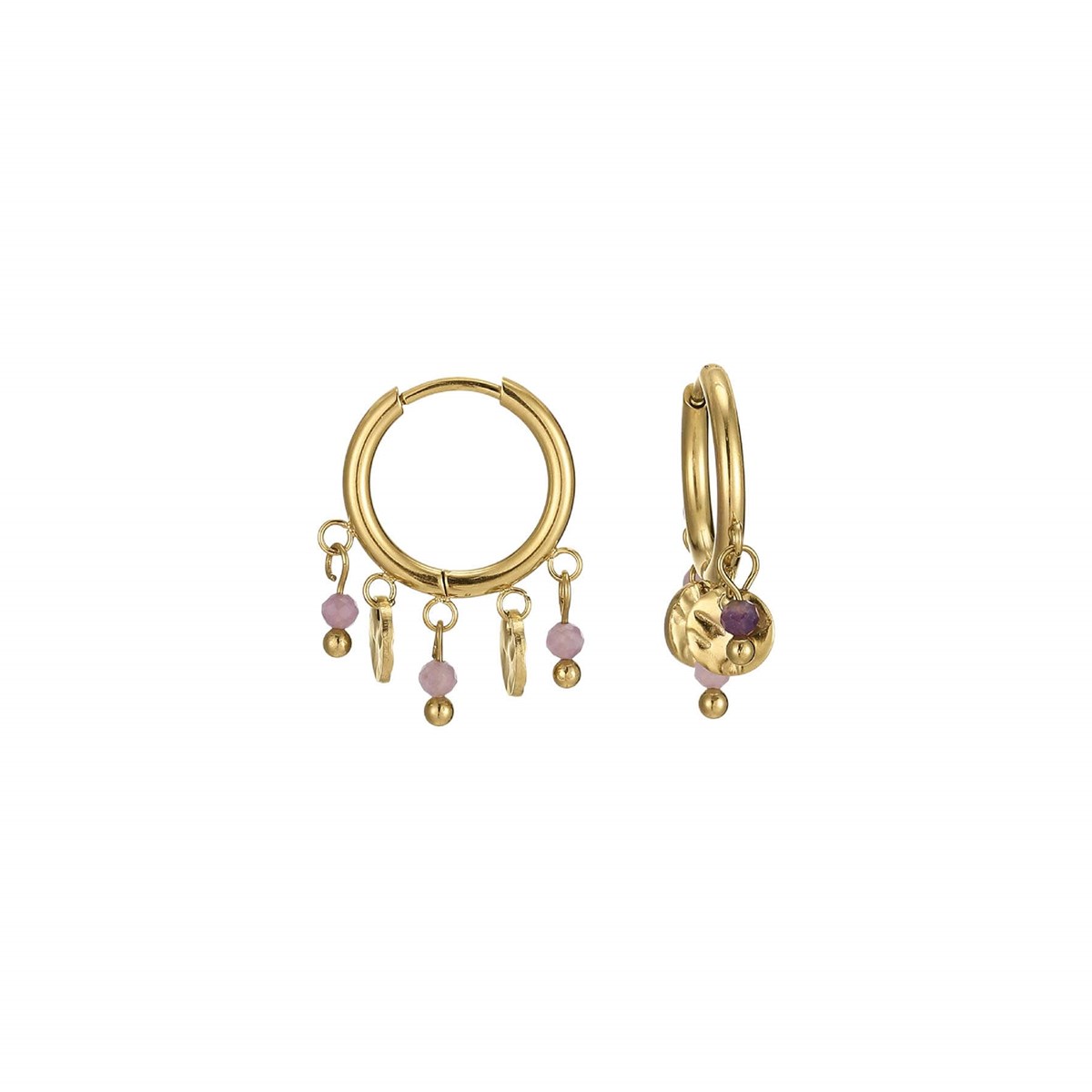 Boucles Olia acier doré or et pierres