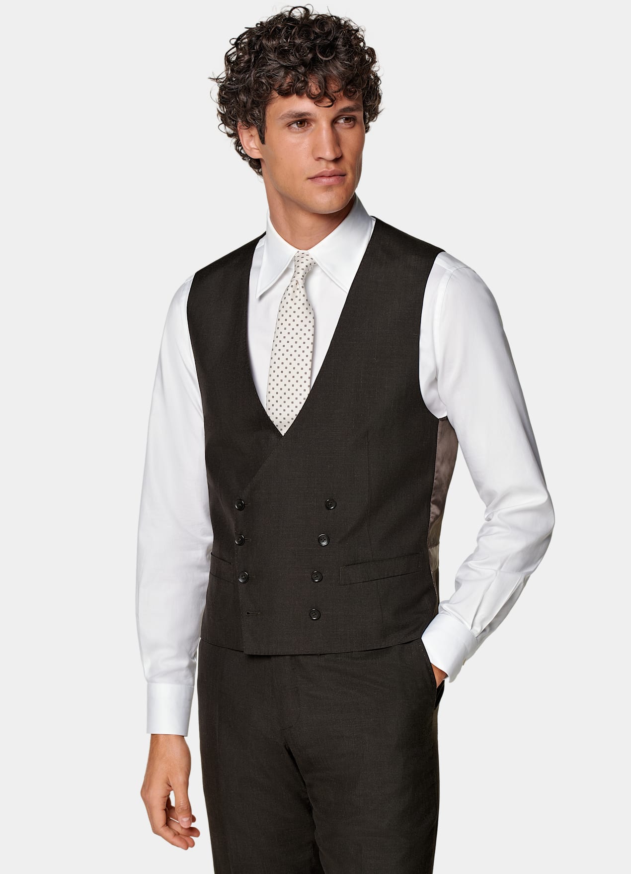 Costume trois pièces Havana coupe Tailored marron foncé