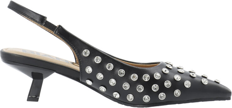 Bianco BIAKRISTIN Kitten Heel Slingback Rhinestone Faux Leather Black