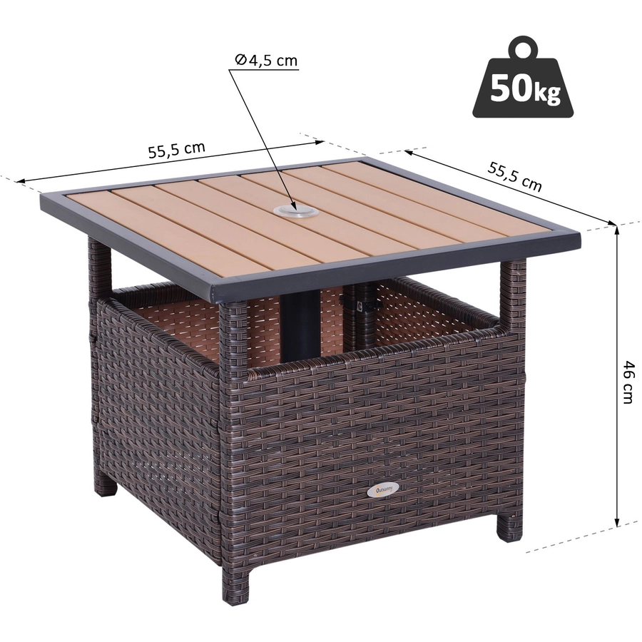 Outsunny Polyrattan Gartentisch braun